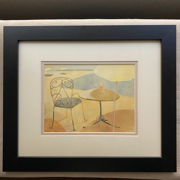 Black Framed Art~14X16 “Seaside Chair” Dbl Mat Fine Print By Art In Motion - Picture 3 of 5